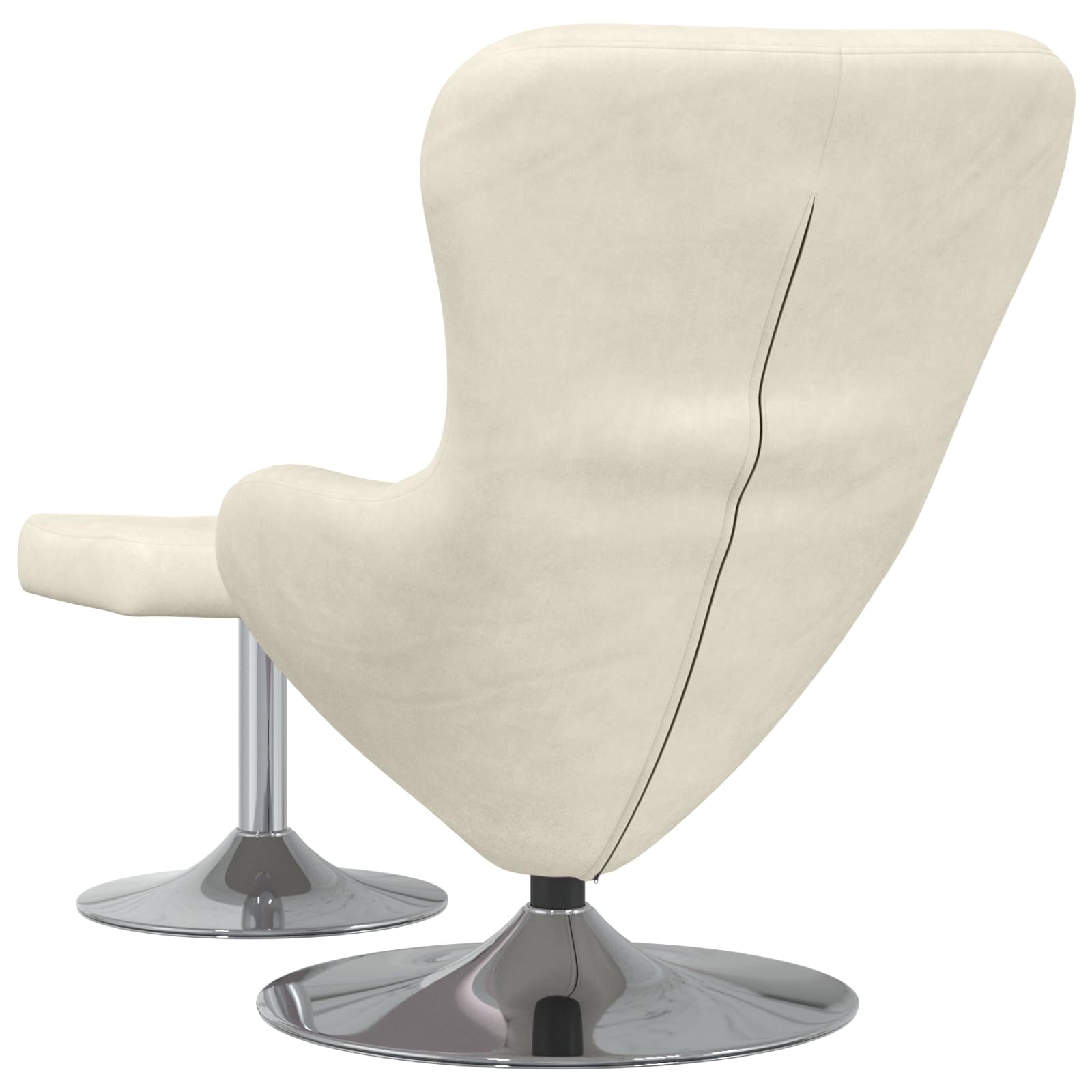 Moderna silla de huevo con reposapiés en terciopelo crema, reposabrazos ajustables y asiento ergonómico para relajación y comodidad, acolchado suave y diseño elegante