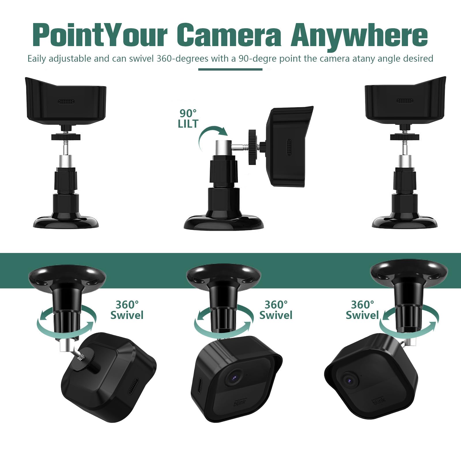 All-New Blink Outdoor 4 Camera Mount,2 Pack Weatherproof Protective Housing and 360 Degree Adjustable Mount for Blink Outdoor Indoor Home Security Camera System - Image 3