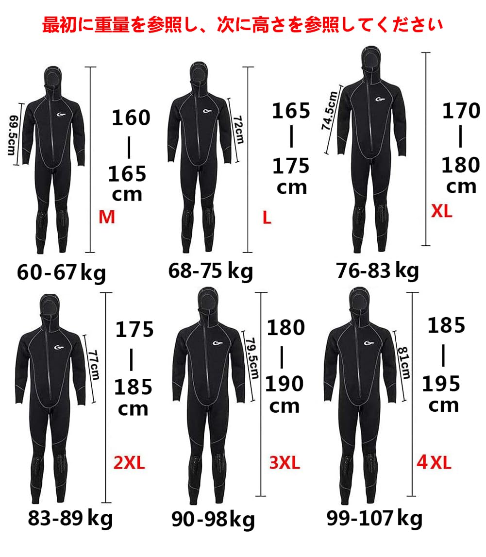 Wetsuits Combinaison de plongée en néoprène Ultra Stretch 7 mm pour Homme - Chaud pour l'hiver - Fermeture éclair sur Le Devant - pour plongée avec Tuba, Natation, Surf