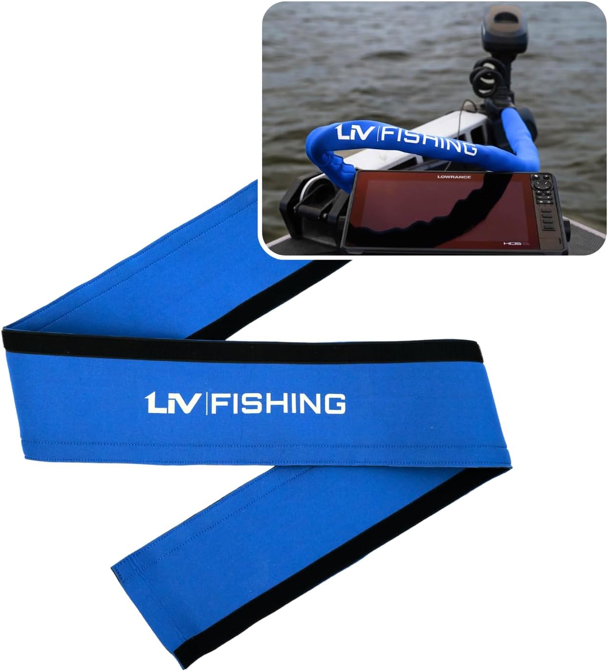 Trolling Motor Sleeves - Keep Boat Cables Organized, Velco Strap for Easy Wrap, 60in x 5.5in, Blue