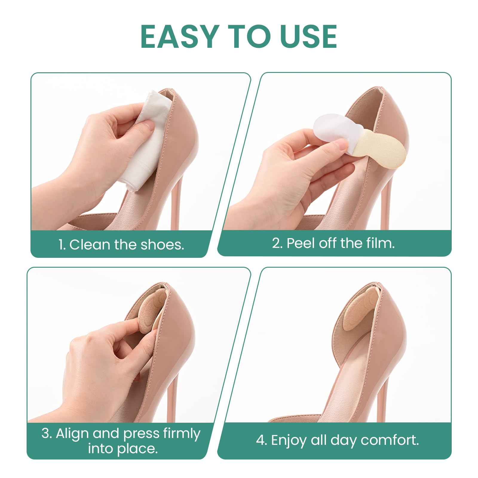 Taloneras para zapatos de mujer - Welnove 10 pares protector talón con forma de orejas de conejo para aliviar la fricción y el dolor en los pies - Autoadhesivo, cómodo, unisex, diseño antideslizante