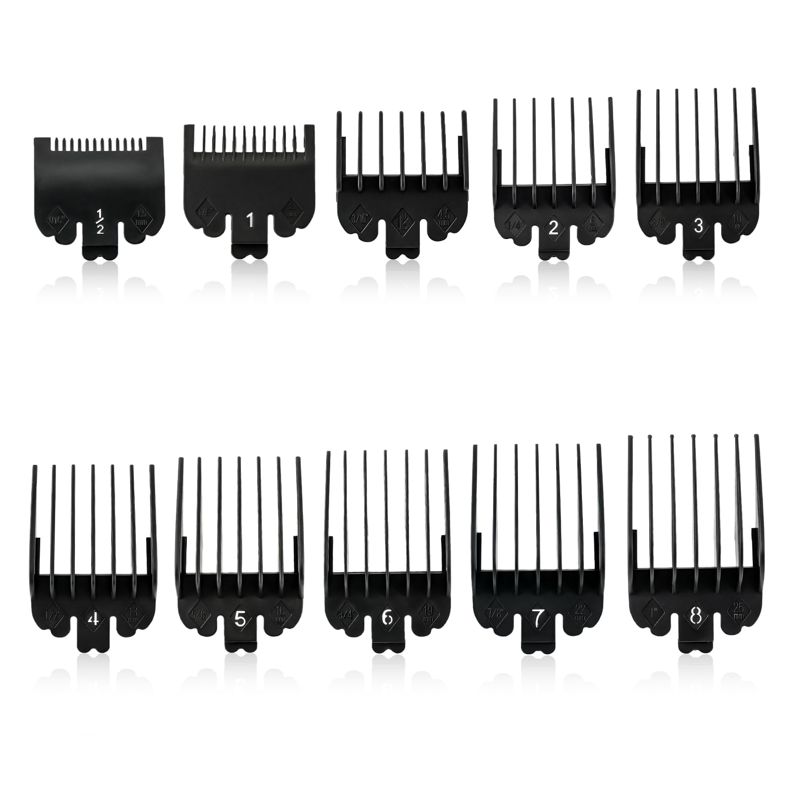 Durable Clipper Guards Compatible with Novah,Fits Trimmers&Hair Clippers,Secure Fit,Smooth Cutting,10PCS,Black