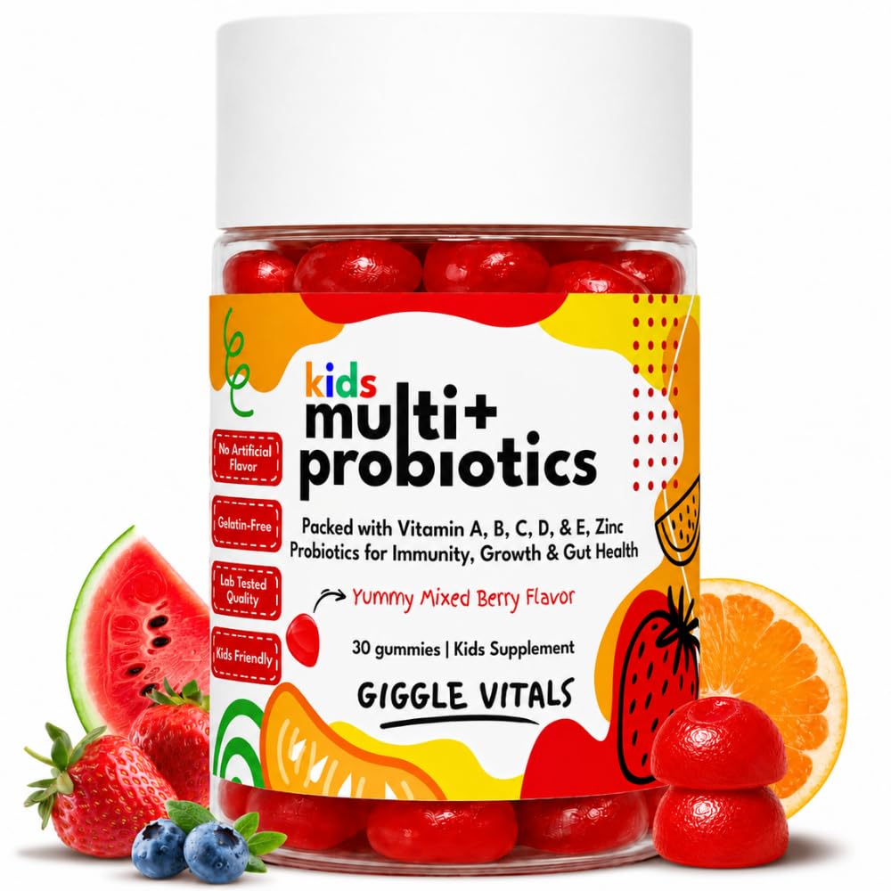 Kids Multivitamin + Probiotics Gummies | 23 Essential Nutrients with Vitamins A, B, C, D, E & Zinc | 2 Billion CFU for Immunity, Gut Health & Growth | Mixed Berry Flavor | 30 Gummies-image-15
