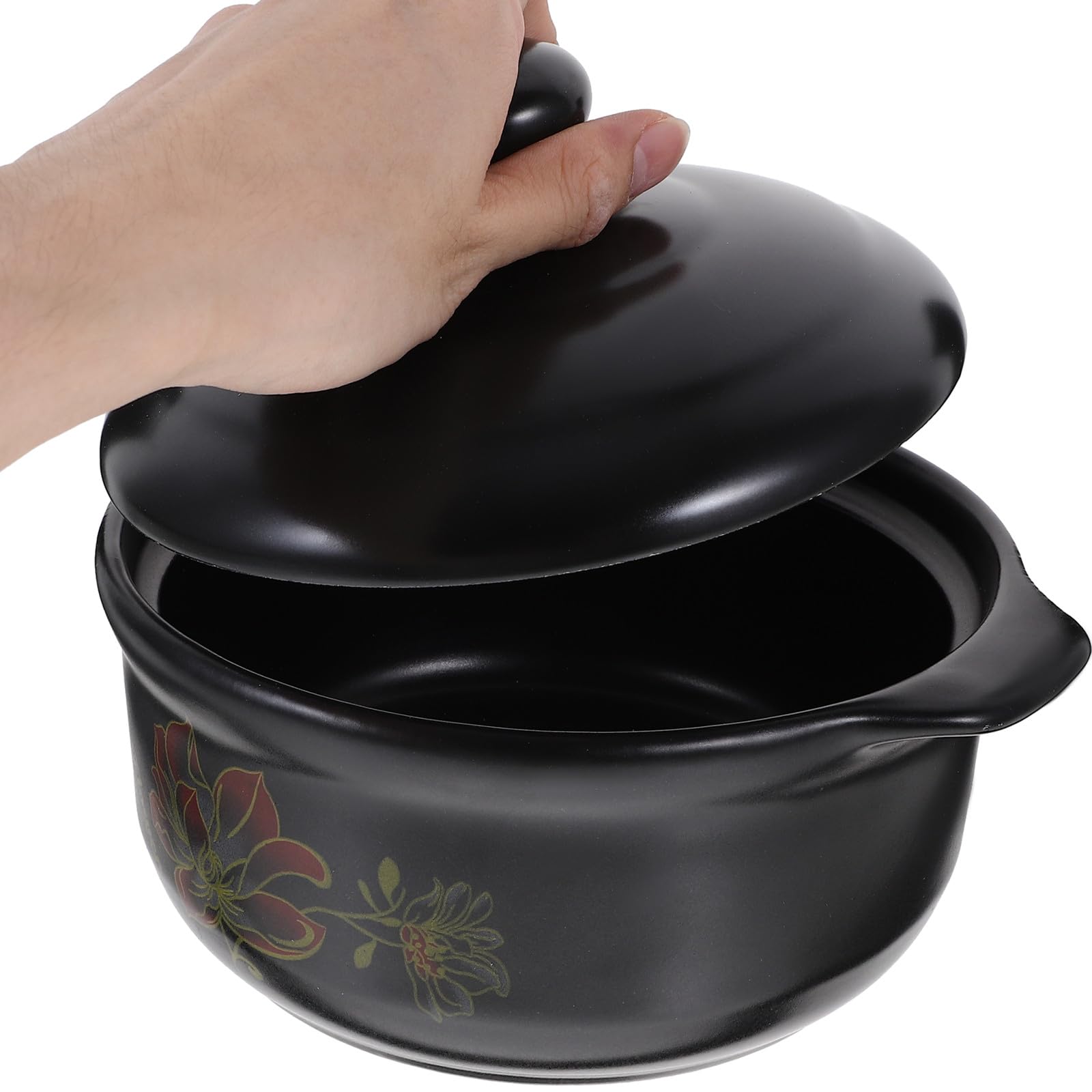 VILLCASE Casseruola in Ceramica da Cucina 1600ml per Zuppe e Stufati, Resistente al Calore, Design Creativo e Distribuzione Uniforme del Calore, per 1-2 Persone in Cucina