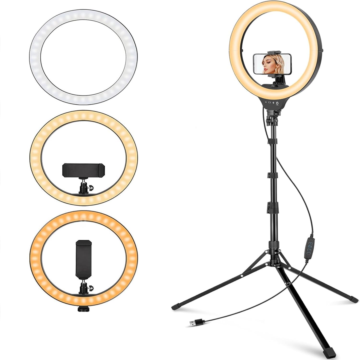 DYAZO 10 Inches LED Ring Light for Camera, and Video Shooting, Makeup with 7 Feet Long Foldable and Lightweight Ring Light Stand