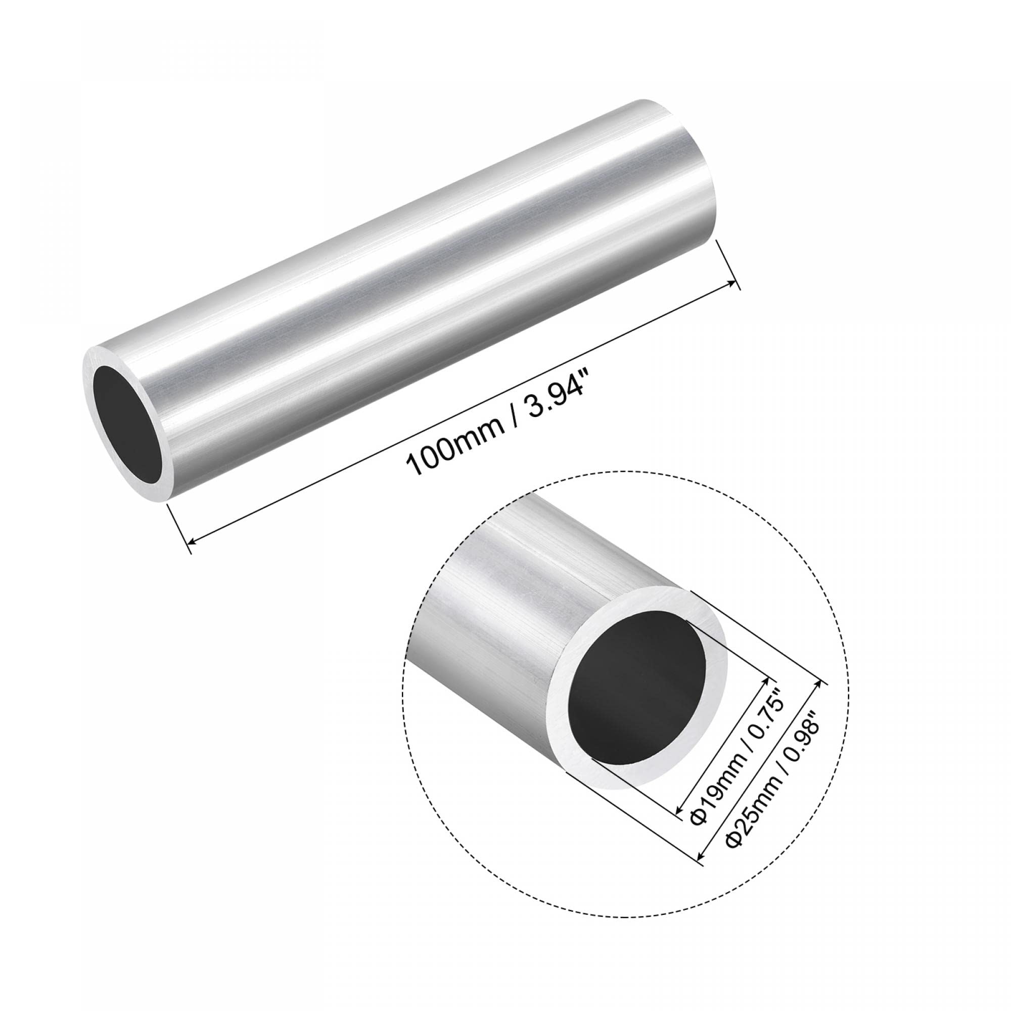 Amazon.com: uxcell 6063 Aluminum Round Tube 25mm OD 19mm Inner Dia