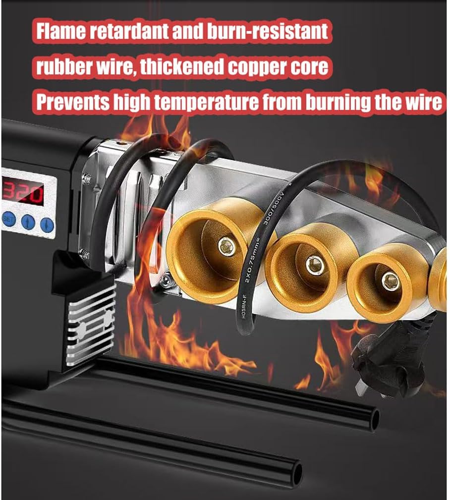 Poly Pipe Fusion Machine Plastic Water Pipe Welder， 220V Digital display Plastic welder kit Contains welding heads of 6 diameters for PP, PPR, PE, PPC 1500W