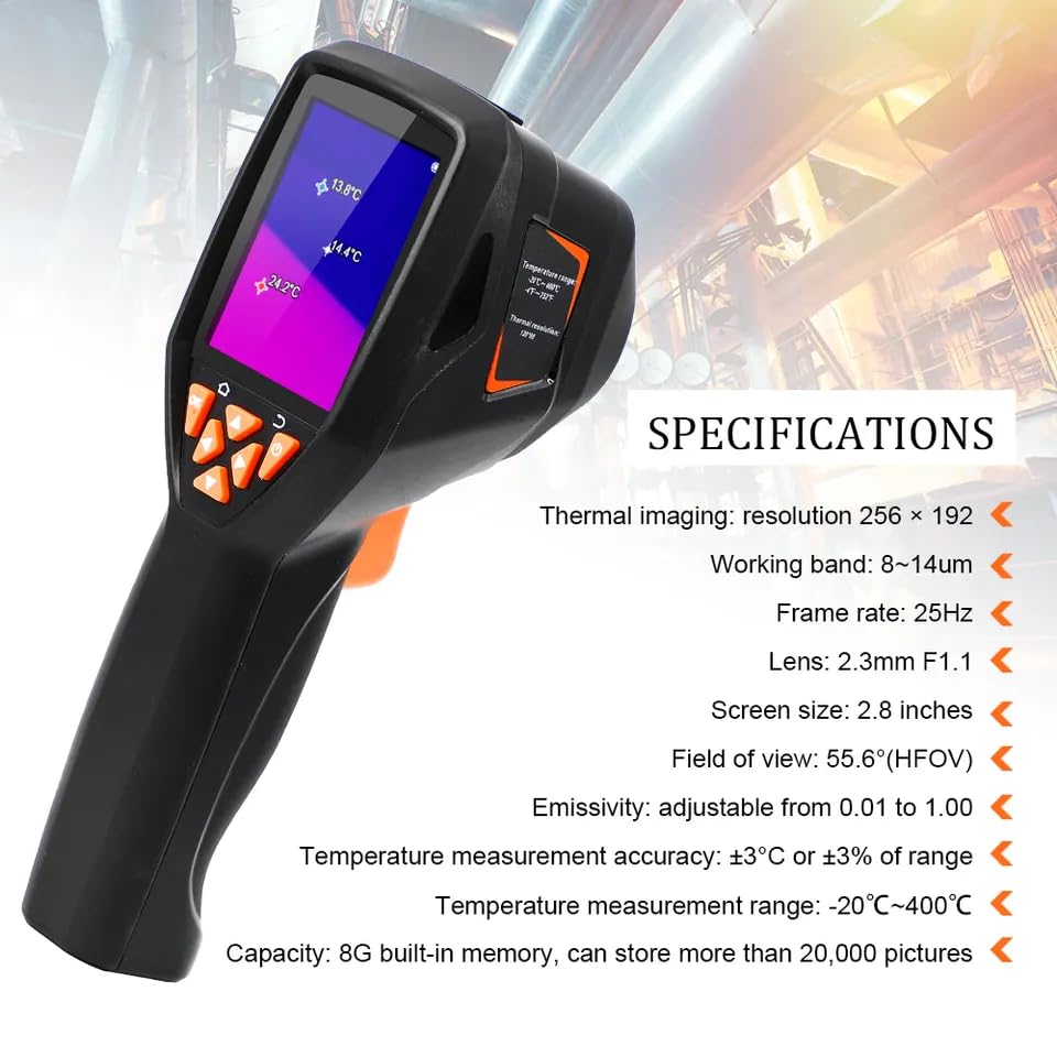 YuqiaoTime Victor VC320/VC320BInfrared Thermal Imager Digital Camera Circuit Industrial Testing Thermometer Floor Heating Tube Handheld Hunt Heating Detector(VC320B 256 * 192)