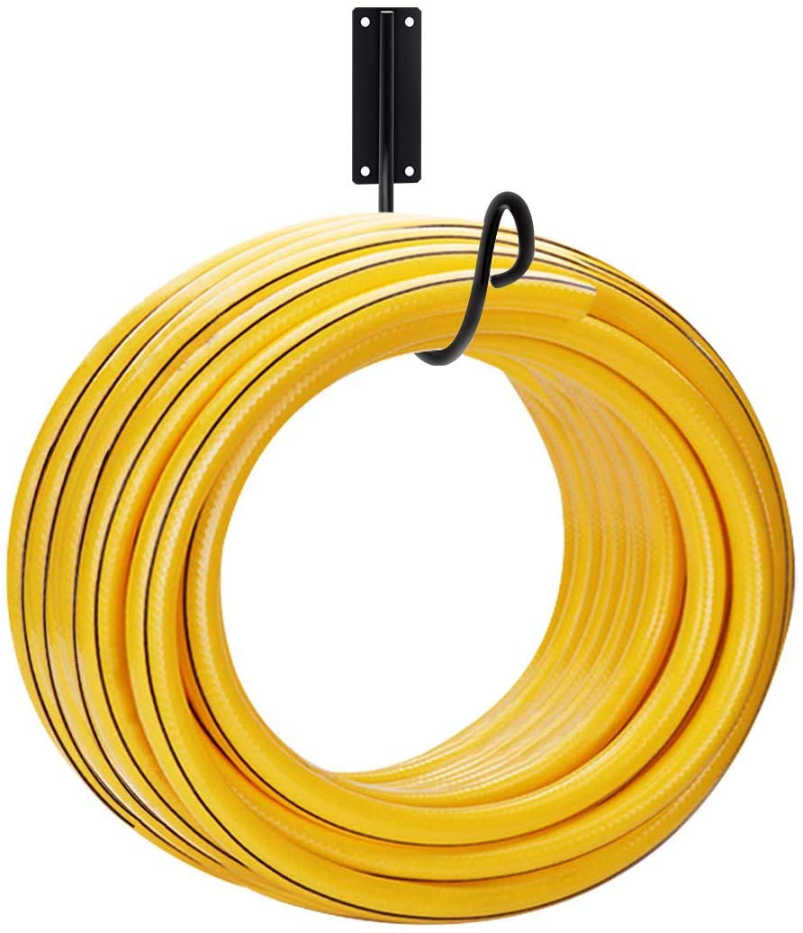 INDIAN DECOR. 38920 Garden Wall Mounted Hose Holder Black Wall Water Hose Hanger Hose Storage Hook for Outsider Wall Mount Metal Water Pipe Holder (Black-1Pack)-image-10