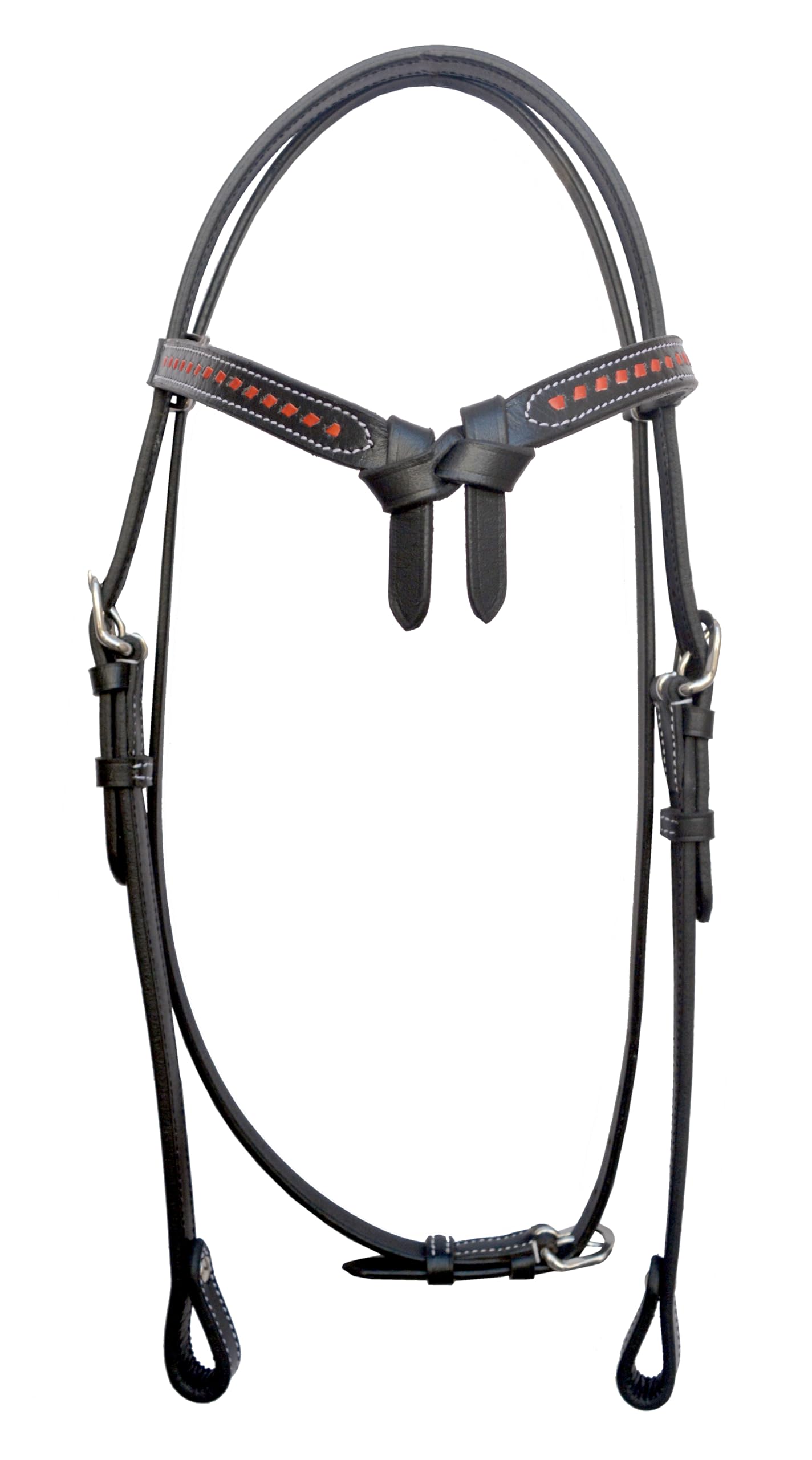 Caballo ecuestre Tack Western Headstall Bridle trenzado a mano rojo crudo cuero tejido en futuridad nudo BrowBand cuero de color negro