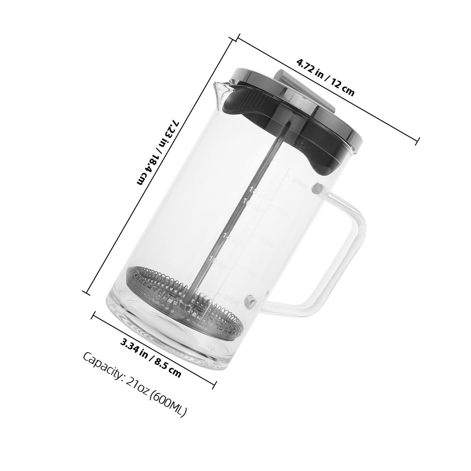 NUOBESTY Cafetière à Piston avec Fond Épais en Acier Inoxydable Domestique 600ml Fonction Filtration pour Maison et Présents