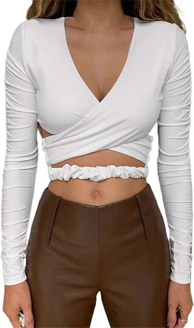 Womens Criss Cross Halter Crop Tops Y2K 