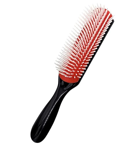 Miniatura 8 de MDSTYLE Cepillo desenredante de 9 filas para cabello rizado, grueso, ondulado y enrollado, para definir rizos, desenredar, peinar, secar por