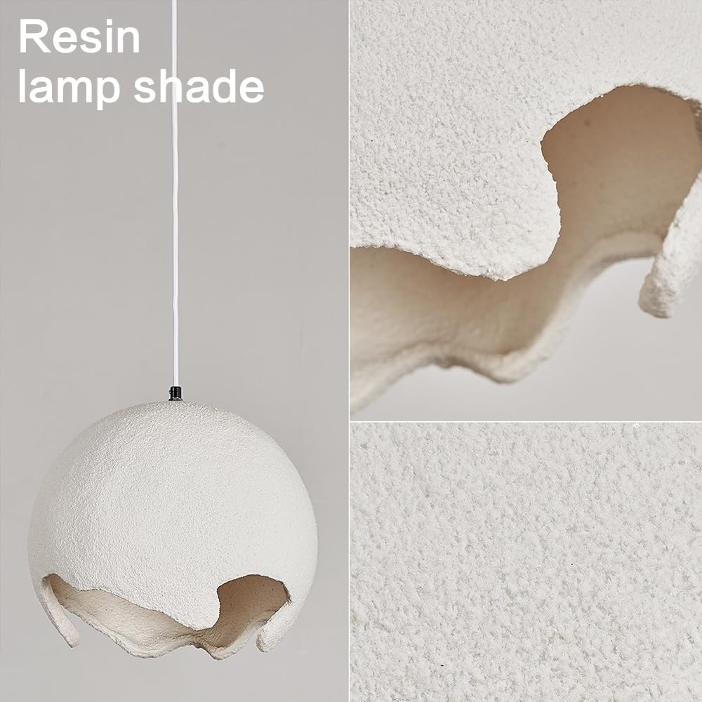 Lámparas de techo colgantes modernas Lámpara colgante de Resina para mesita de Noche, Isla de cocina, lámpara colgante de cúpula de 1 Luz para comedor, lámpara colgante Redonda Estilo Wabi Sabi