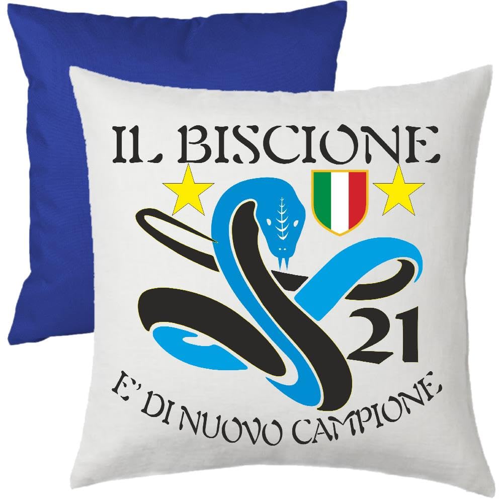 Cuscino Calcio Scudetto Inter-Nazionale Campioni D'Italia 2025/2026 21 Scudetti Seconda Stella 38x38 cm