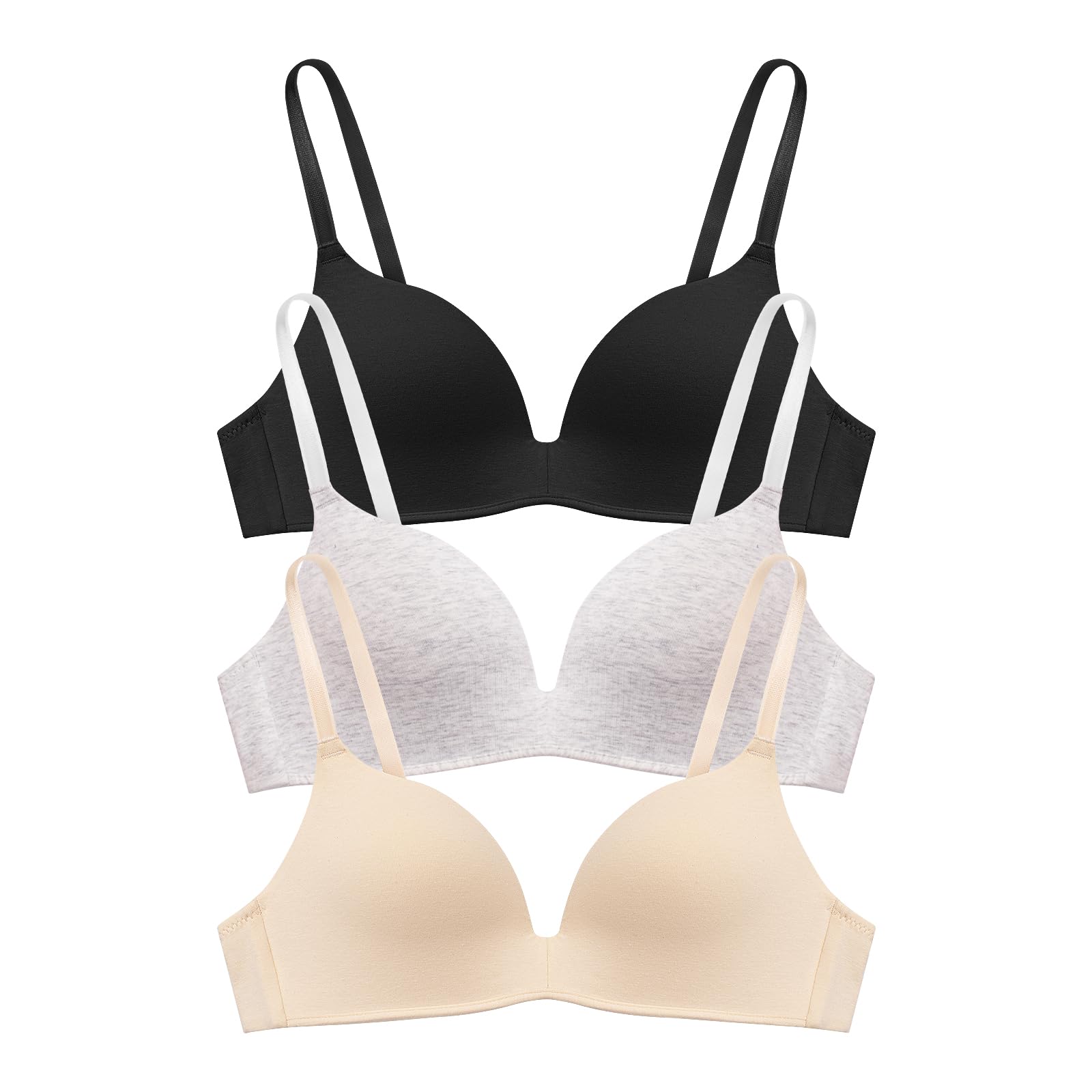 Eleplus 3 Pieces Lightly Lined Wireless Bras
