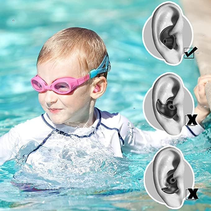 Image of Silicone Earplugs for Swimming Bathing and Sleeping, Professional Noise Reduction Reusable Silicone Swim Earplugs for Adult Swimmers Children Diving (2 Pair) (Black Yellow)
