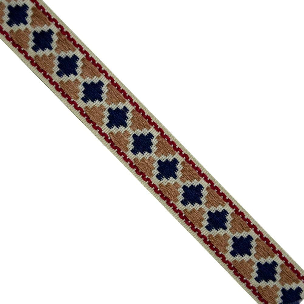 Jacquard Woven Tribal Rust/Black/Beige, JR 613, Width : 1 (25mm), 5 Yards
