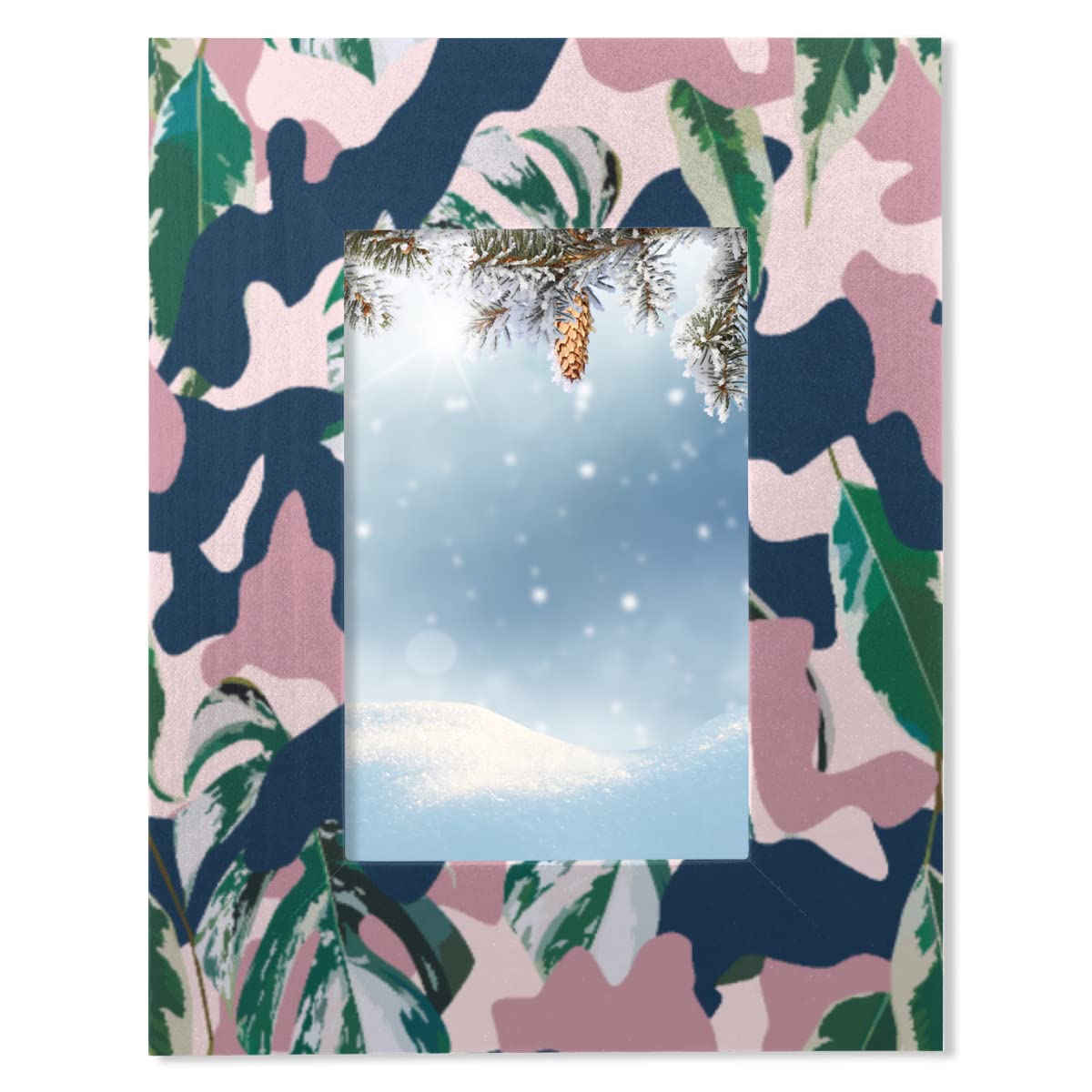 Military Camo Camouflage Tropical Leaves 4x6 Picture Frame Artwork Diploma Sea Picture Frame Made of Solid Wood and Acrylic Panels For Tabletop Display and Wall Mounting Frames