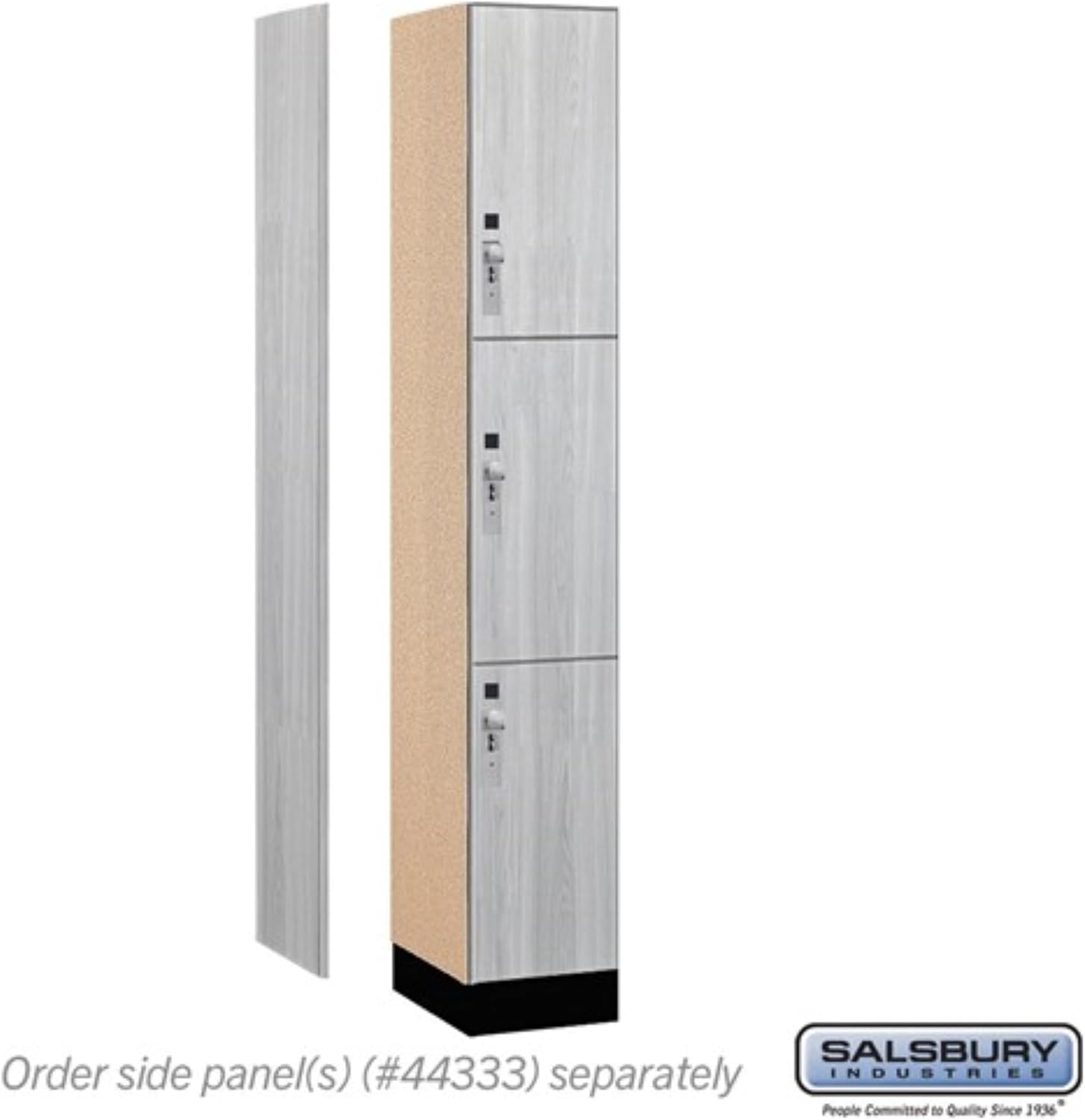 Salsbury 12" Wide Premier Wood Locker-Triple Tier-1 Wide-6 Feet High-18 Deep-Silver Teak-Silver Hasps