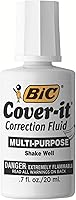 Vista 1 de BIC Cover-it - Líquido corrector, botella de 0.7 fl oz, blanco, multiusos y cobertura completa, paquete de 12