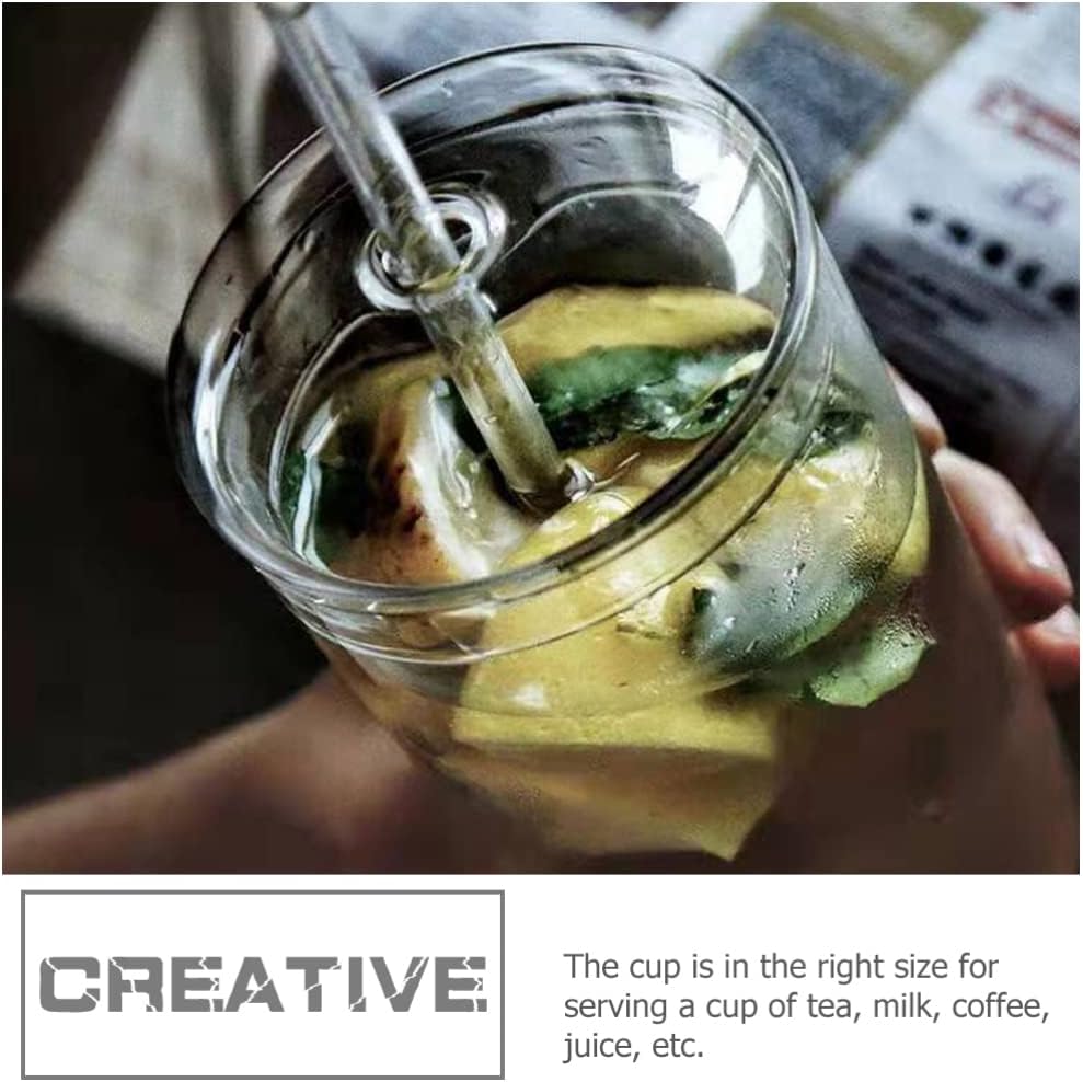 Hemoton 3pcs Drinking Glasses Tumbler with Straw and Lid, 15OZ Glass Cups Ice Coffee Cup Tumbler Cup Great for Smoothie Soda Boba Tea Cocktail, Christmas Gifts for Women Man - Image 5