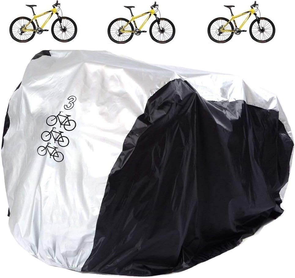 Aiskaer Waterproof Bicycle Cover Outdoor Rain Protector for 1-3 Bikes-dustproof and Sunscreen.Large Size for Mountain Bike Cover, Electric Bike Cover with Windproof Buckle Strap