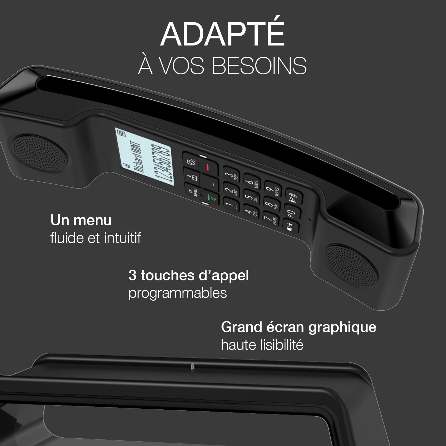 ALCATEL Epure Iconic bezprzewodowy telefon stacjonarny DECT – styl vintage – duży wyświetlacz graficzny o wysokiej rozdzielczości – funkcja głośnomówiąca – funkcja blokowania połączeń – czarny