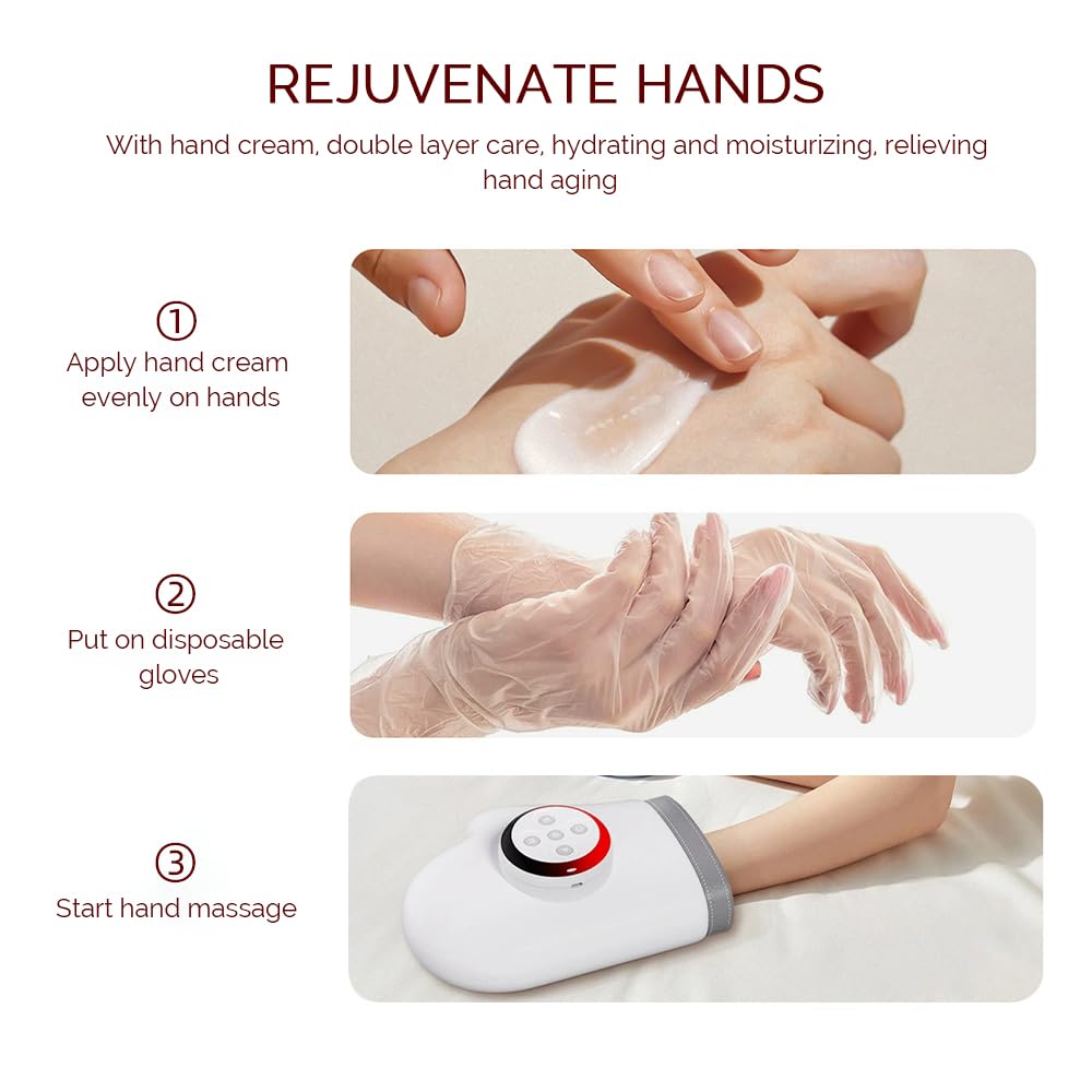 Handmassagegerät mit Heiz- und Druckfunktion, Finger Handgelenkmassagegerät | 3 Massage- und 5 Kompressionsstufen sowie 3 Temperaturstufen, kabelloses elektrisches Handmassagegerät