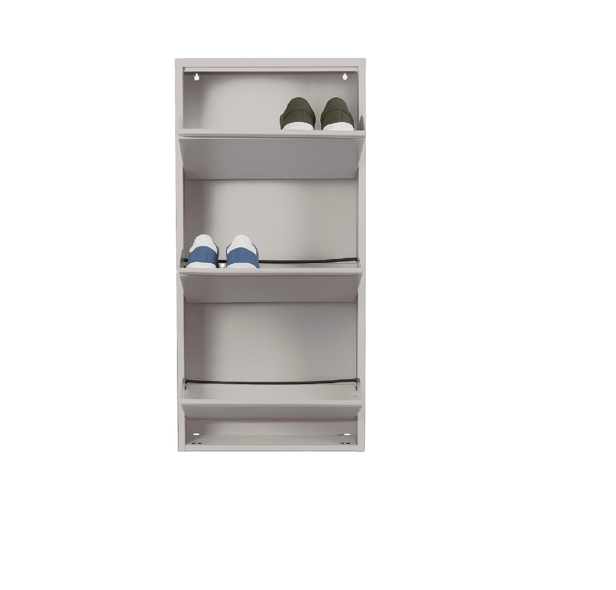 Scarpiera Salvaspazio Slim 3 Ante Tortora, Portascarpe a Ribalta in Metallo | Già Montata, Interni/Esterni, P13,5 x L50 x H103 cm