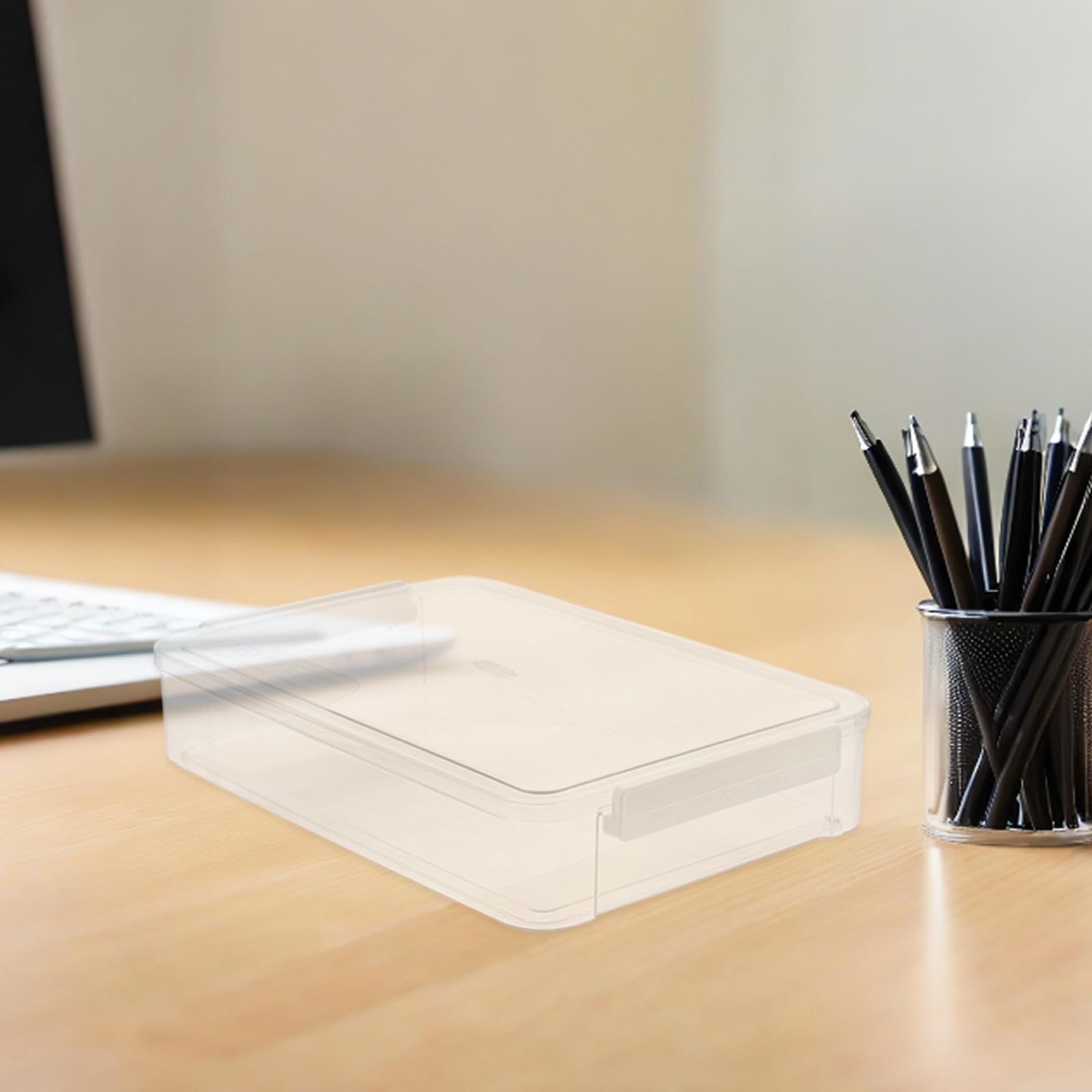 Toyvian 2 Piezas Caja Organizadora para Documentos de Archivos de Plástico Transparente Tapa Apilable Estuche Portátil y Almacenamiento de Papel para Oficina y Escuela