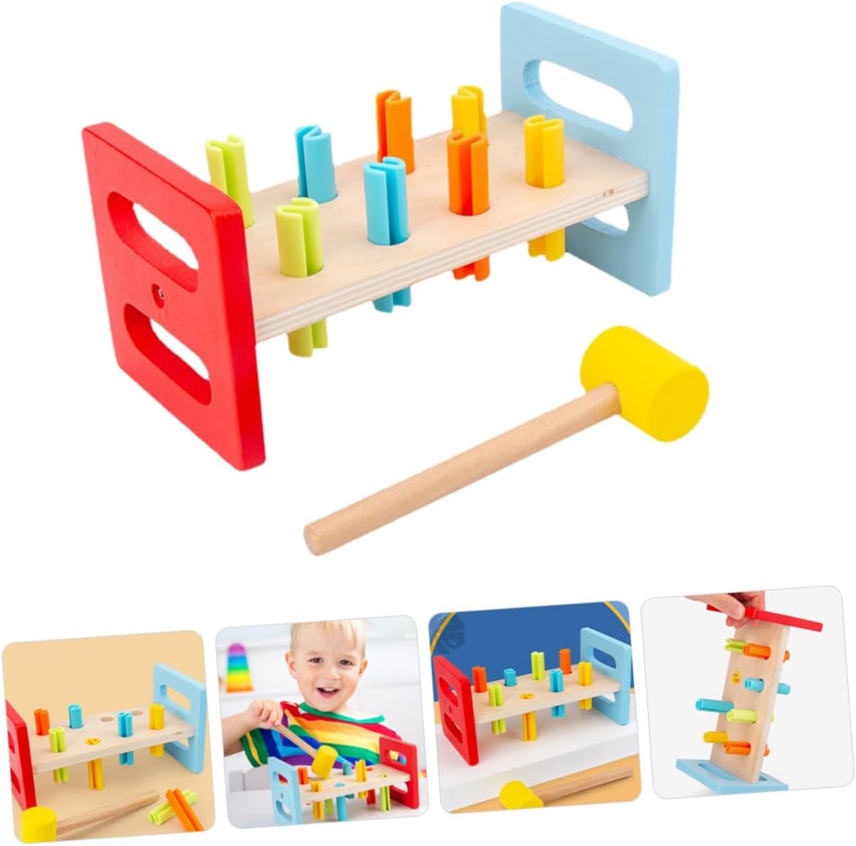 2Pcs Hammering Cognitive Pounding Bench Game for Motor Skill Development Interactive Plaything for Fine Motor and Muscle Strength Building