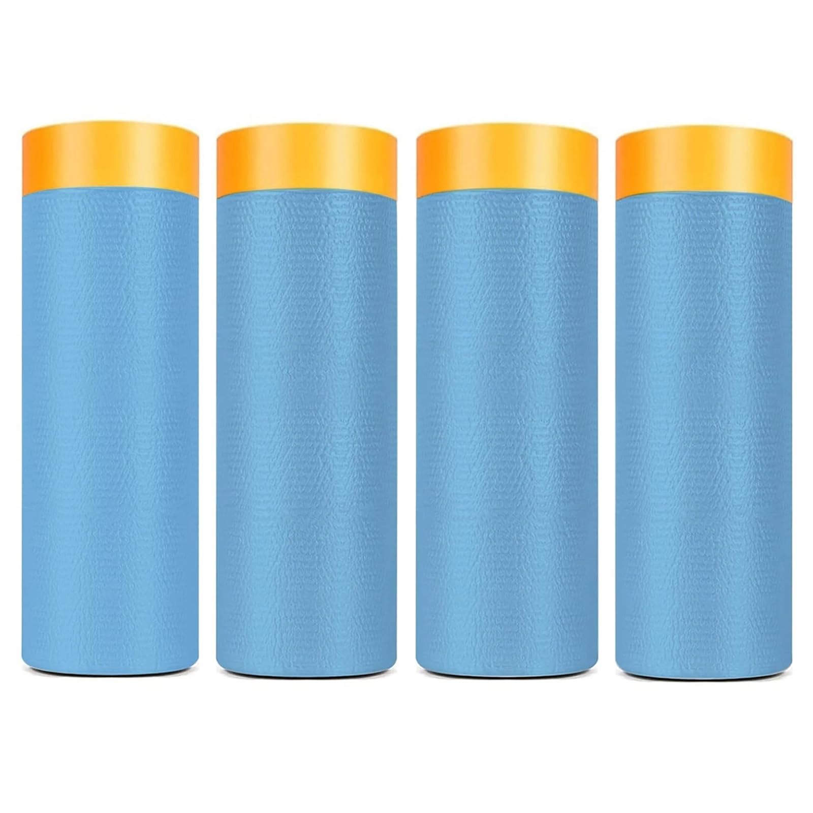 4 Rolls Plastic Dust Sheet for Decorating - 2.4m × 25m Pre-Taped Masking Film Self-Adhesive Painting Drop Film Masking Film Cover Surface for Auto Wall Furniture Painting and Spraying Protection