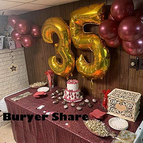 Miniatura 6 de Globos de confeti granate burdeos, globos metálicos de color vino para bodas, aniversarios, despedidas de soltera, mujeres, cumpleaños, día de San