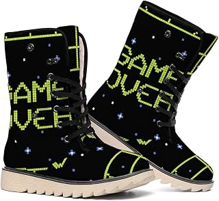 White Palm Leaf Watermelon Pattern Print Winter Boots