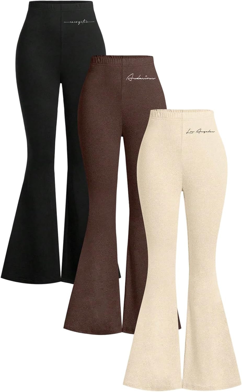 SOLY HUX Women's Flare Leggings 3 Packs Casual Bell Bottom Skinny Pants Going Out Outfit Fall Clothes