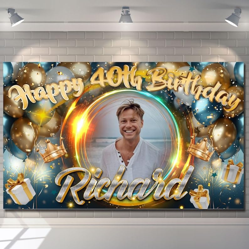 Personalised Happy Birthday Backdrop Background Banner Party Sign Poster Fabric Balloon Cloth Curtain Event Decorations Man Woman kids children