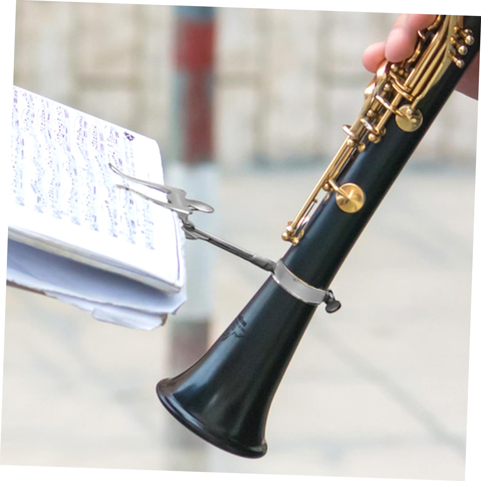 FUNOMOCYA Music Sheet Clip for Clarinet Metal Lyre Clip Versatile Size for Sheet Music