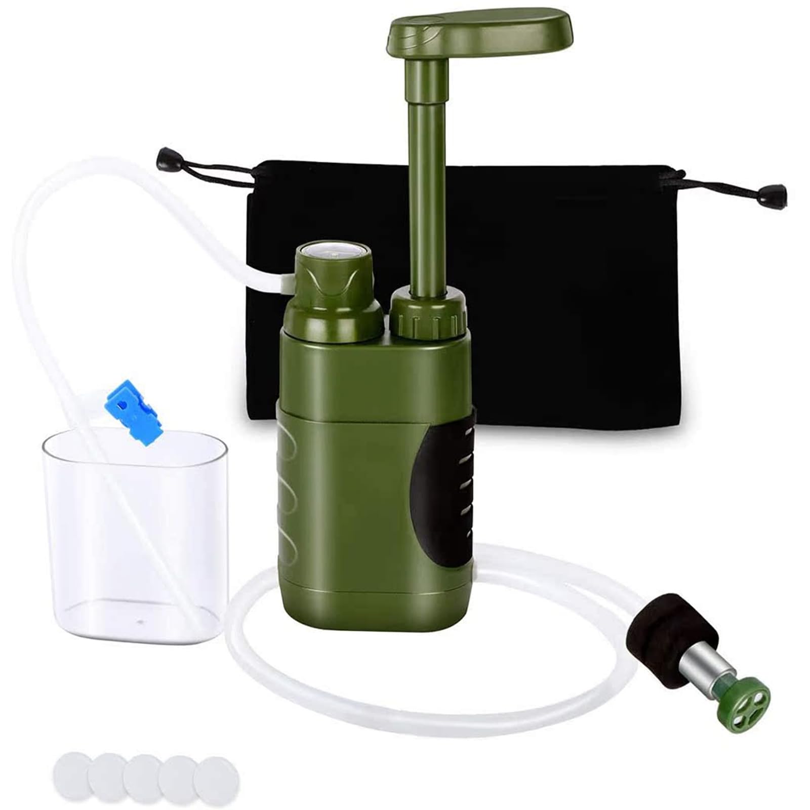 Wo Lai Gou Portable Water Purifier Pump, With Replaceable Carbon 0.01 Micron Filter Ideal For Home Daily Use Camping Hiking Backpacking Hunting Fishing Travel Emergency Survival Prep