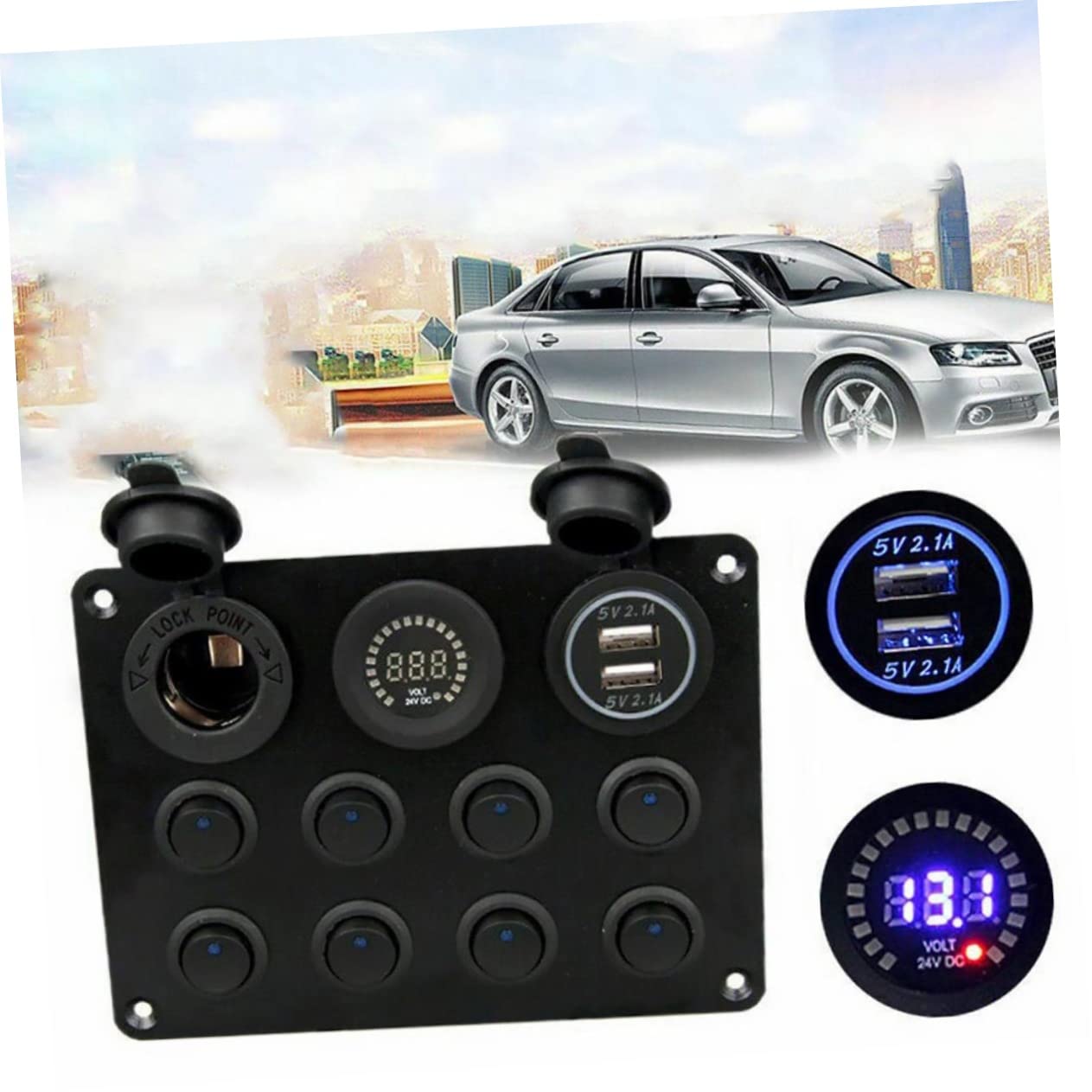 Panel de Control Marino Doble USB 4.2a y Voltímetro para Coche, Camión y Rv