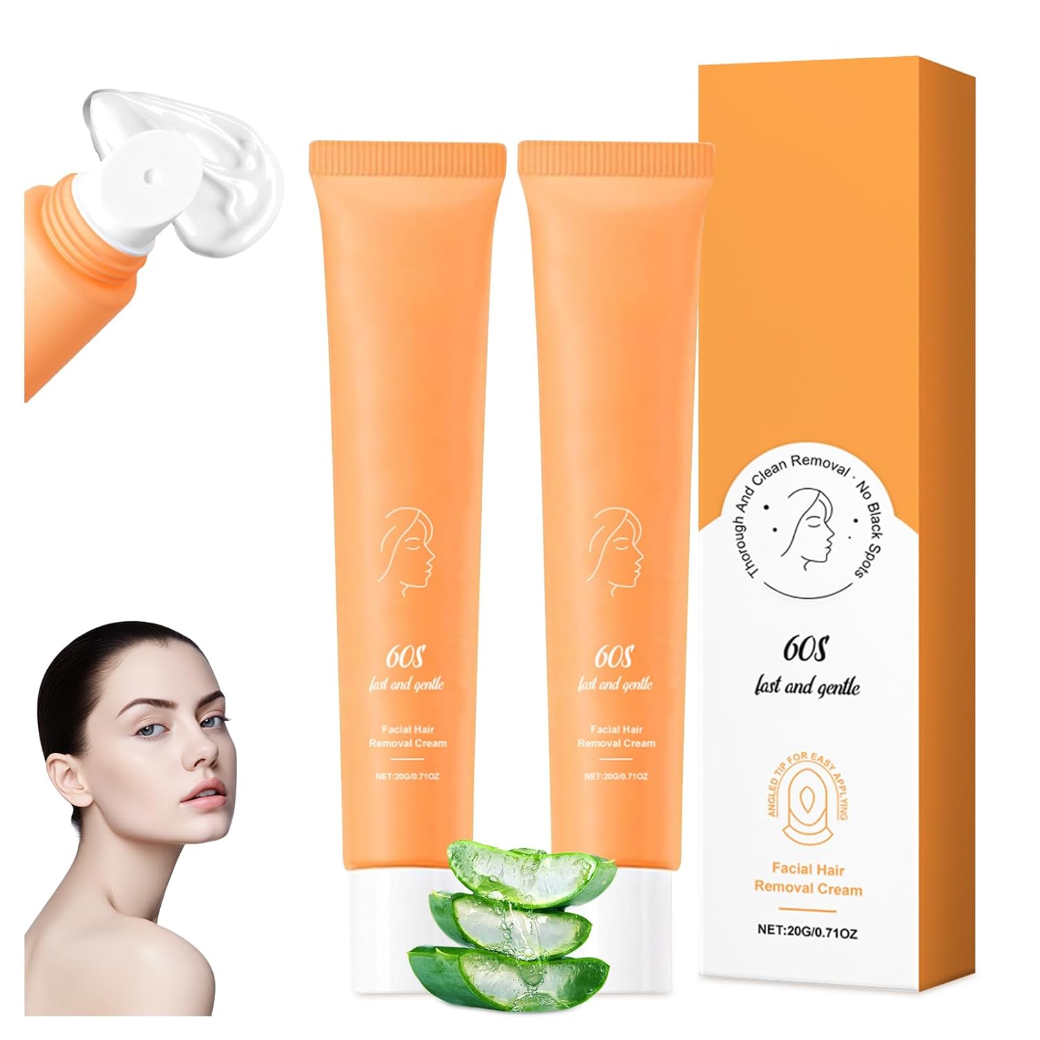 Hair Removal Cream for Women, 2025 New Gentle Facial Hair Removal Cream for Upper Lip and Face, For All Skin Types (2pcs)