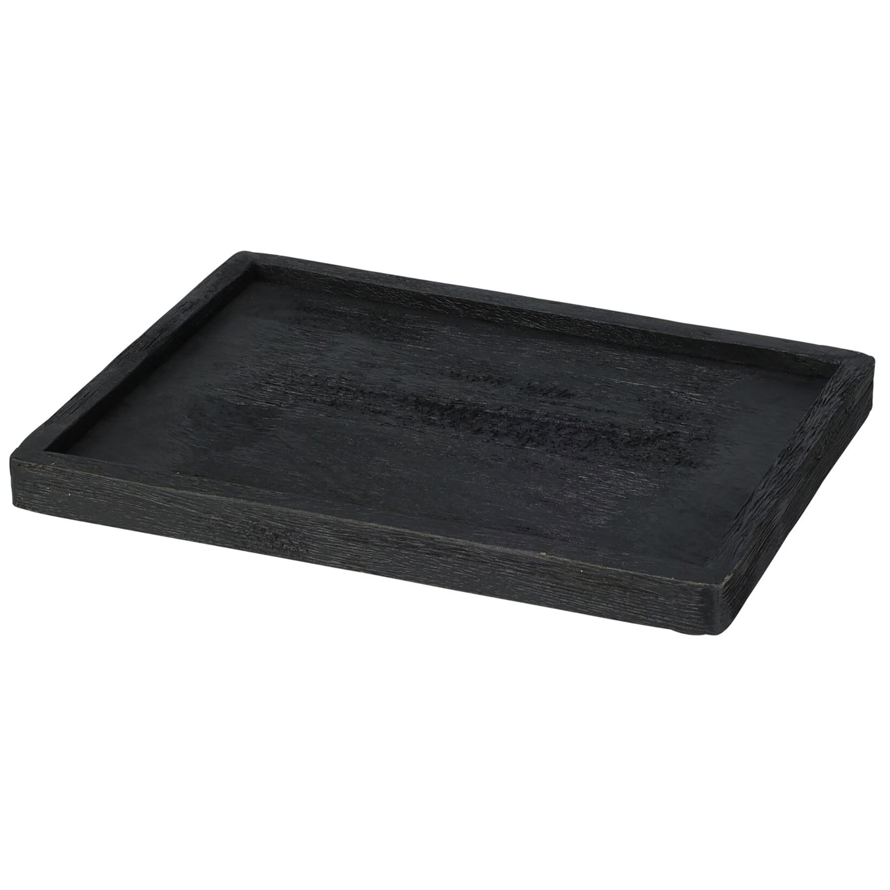 Carousel Home Black Mango Wood Tray, 23X17cm Rectangle Wooden Candle Trinket Tray, Decorative Display Dish