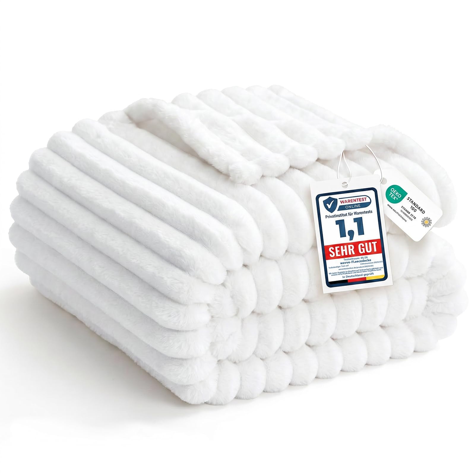 WAVVE Gestreifte Flanell-Decke