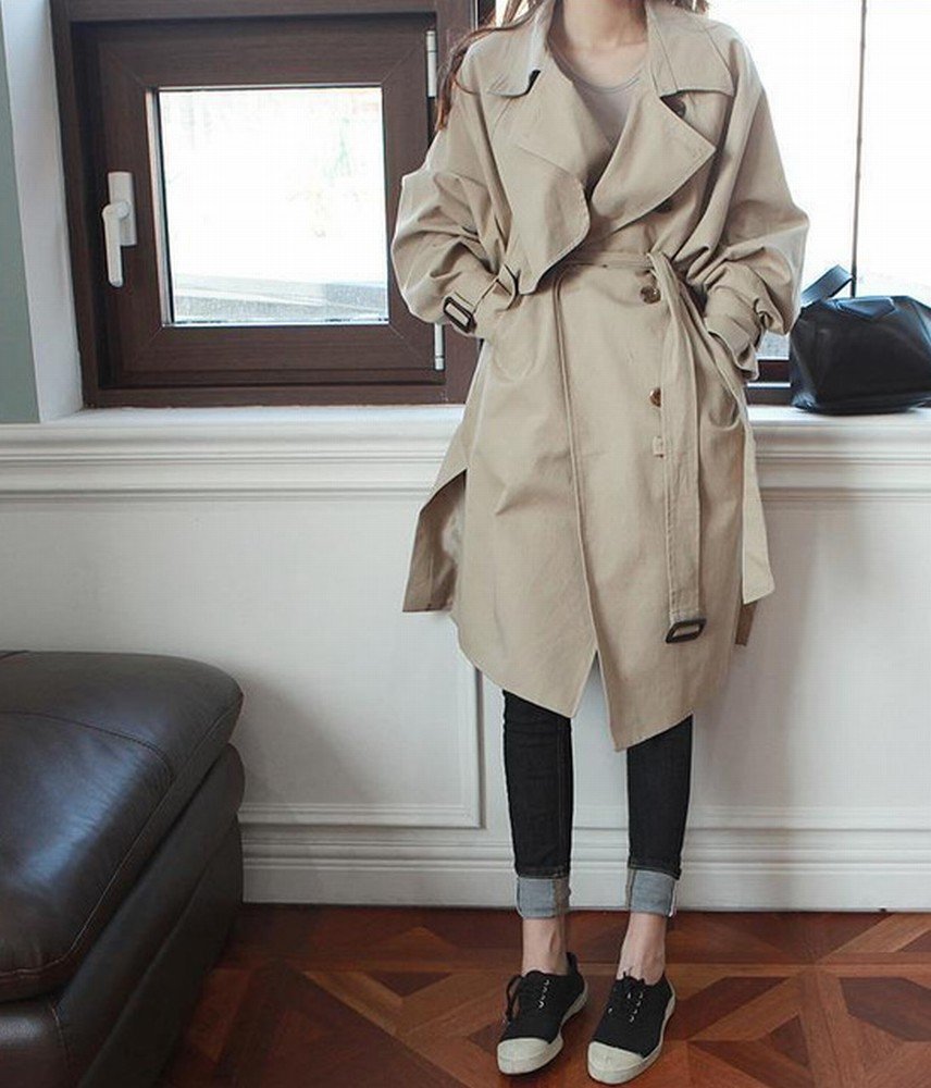 Robe pull manches raglan croisées mi-longue kaki M pour l'hiver