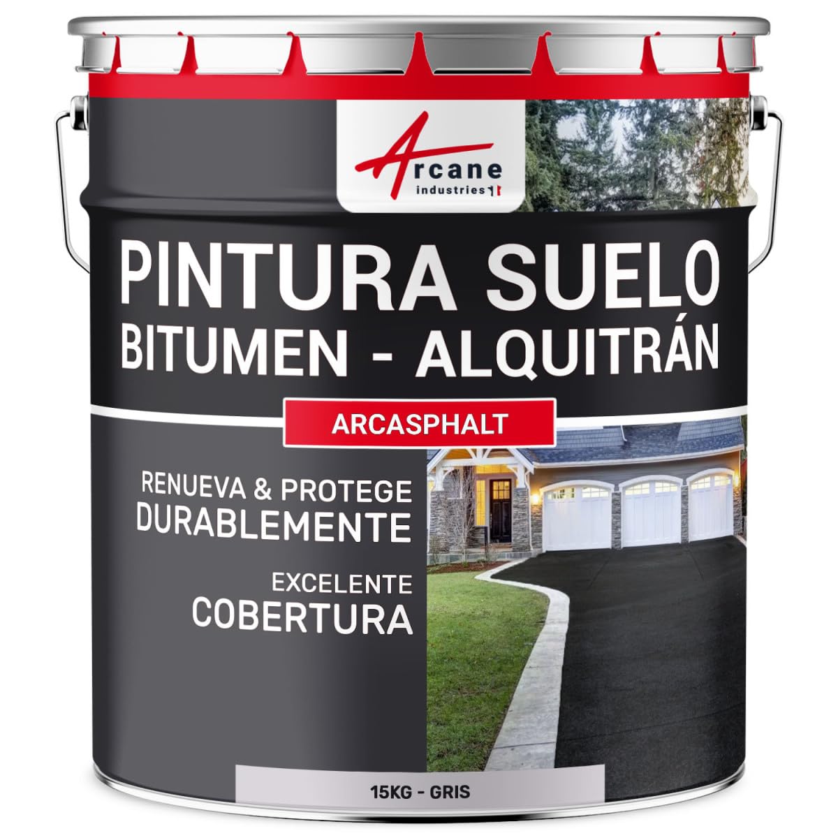 ARCANE INDUSTRIES Pintura para Asfalto - ARCASPHALT - 15 kg (hasta 30 m² en 2 Capas) Gris