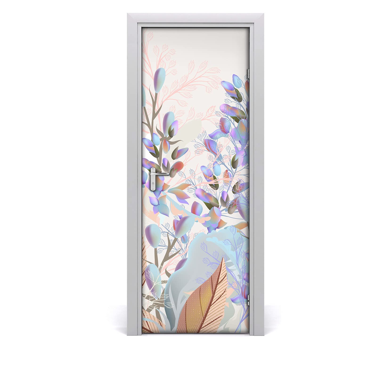 Autocollant de porte imperméable Coloray papier peint vintage floral