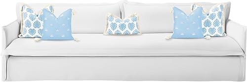 Hofdeco Premium Coastal Hampton Style - Fundas de almohada para patio interior y exterior, repelente al agua para patio trasero, sofá, color azul