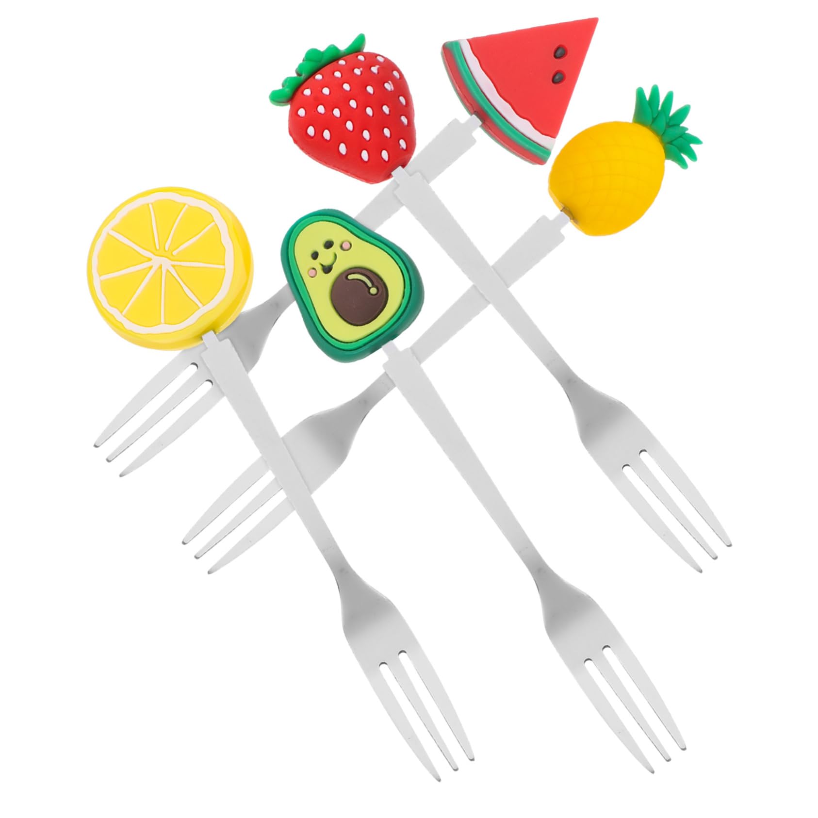 CIYODO 5pcs Cartoon Fruit Fork Party Cake Decors Decorative Cupcake Pick Dessert Picks Tasting Appetizer Forks Small Dessert Forks Watermelon Forks Food Fruit Picks Food Tasting Picks Pvc
