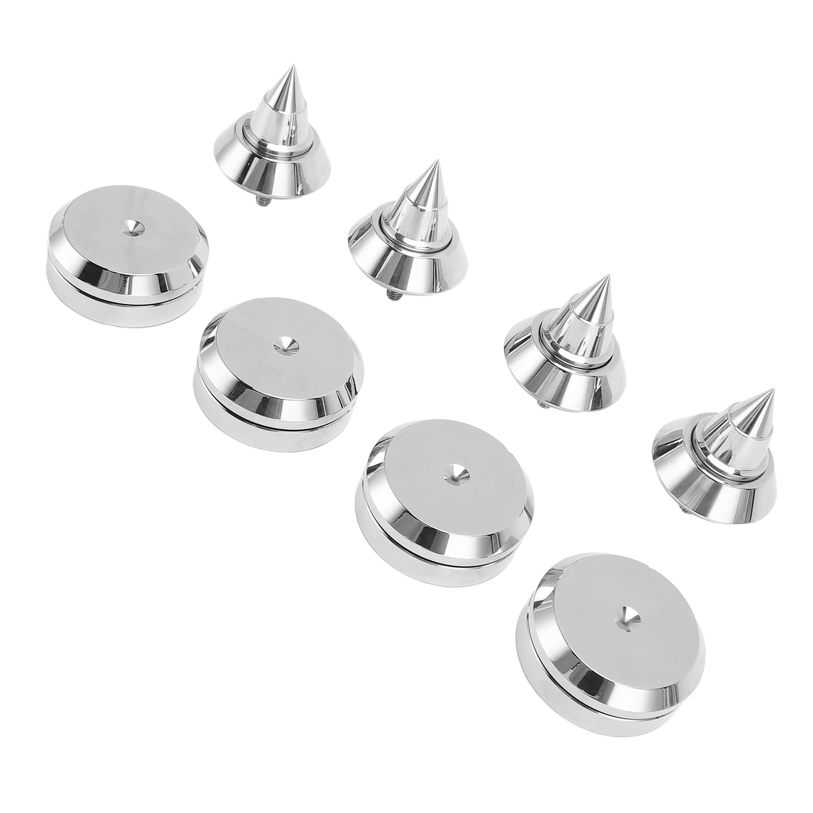 4 Set Lautsprecher-Isolationspads, M6-Gewinde, Lautsprecher-Isolationsfüße, Spikes, Dickdichtes Fußpolster, Vibrationsdämpfendes Spike-Set aus Aluminiumlegierung für CD, DVD-Player und