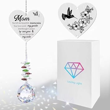 Memorial Gifts for Loss of Mom, Sympathy Gifts for Loss of Mom, Mom in Heaven Memorial Crystal Suncatcher for Window Home Decor Mom